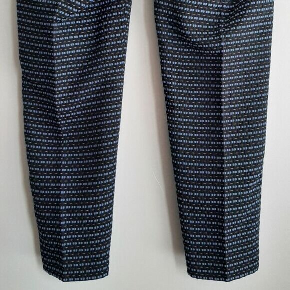 ANNE KLEIN | Woven Textured Pattern Front Crease Ankle Crop Trousers Blue Sz 10 - Picture 8 of 11